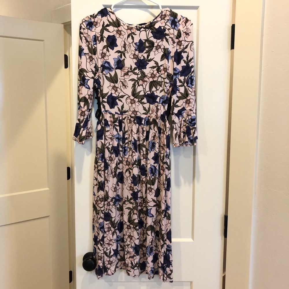 Top shop pink floral midi dress 4